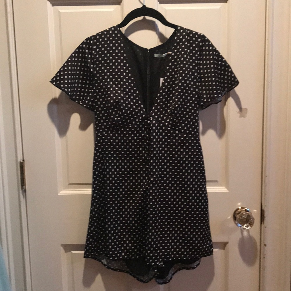 NWT Kimchi Blue, Black&White Polka Dot Romper XS